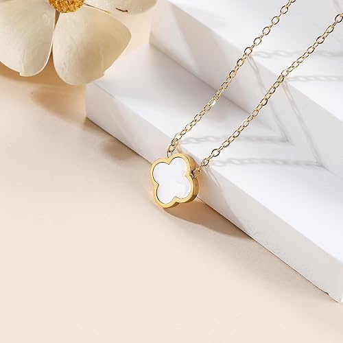Collar con colgante trebol cinco hojas blanco - additional image 16