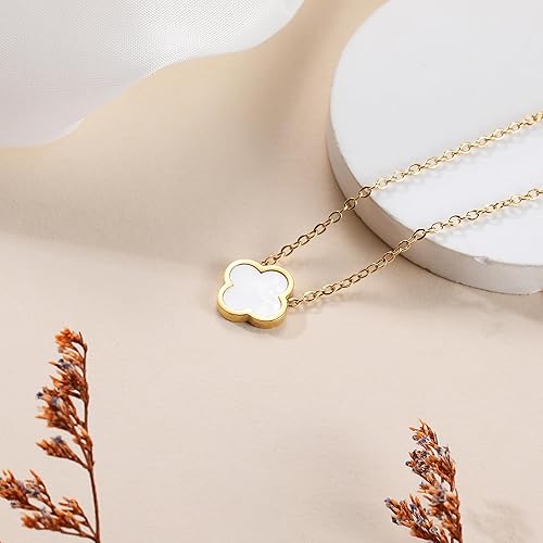 Collar con colgante trebol cinco hojas blanco - additional image 17
