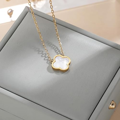 Collar con colgante trebol cinco hojas blanco - additional image 18