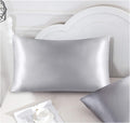 Funda de almohada satén gris para modelo ( Almohada ergonómica antiestrés )