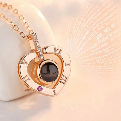Collar en forma de corazón con Amor Eterno en 100 idiomas - additional image 1